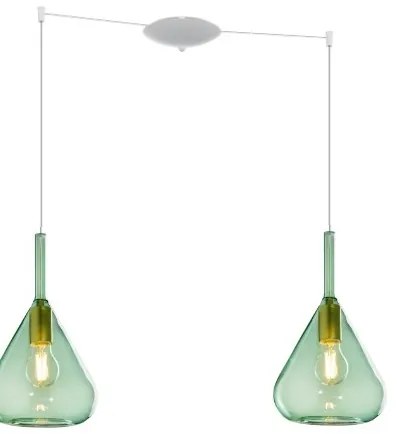 Sospensione bianco 2 luci spostabile vetri verde 1177bi-s2 s-ve