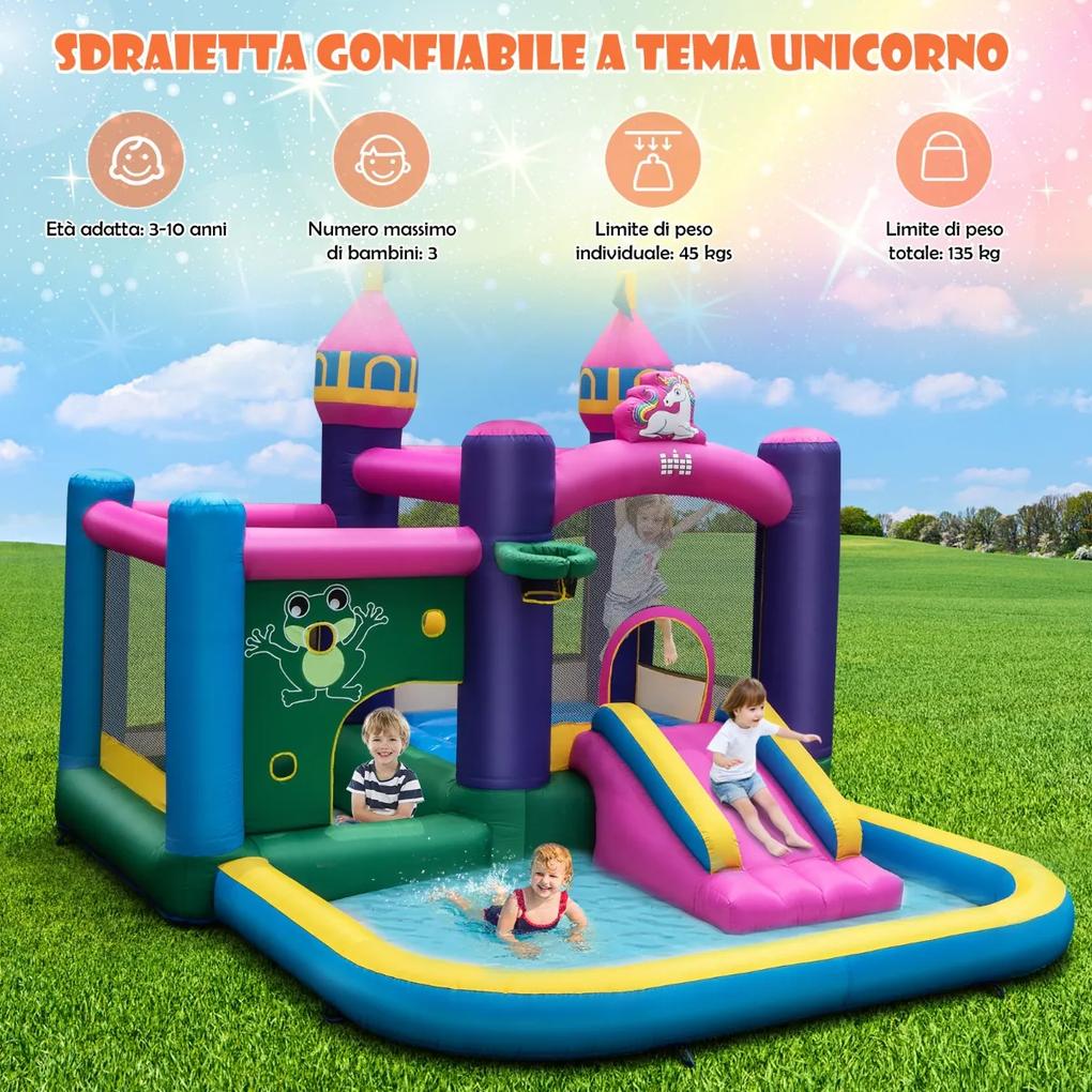 Costway Scivolo gonfiabile gigante per bambini con piscina, Castello gonfiabile per esterno con borsa da trasporto