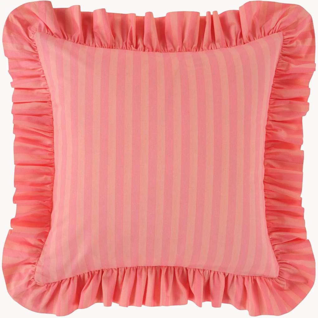 Copricuscino in cotone a righe con volant Freddie