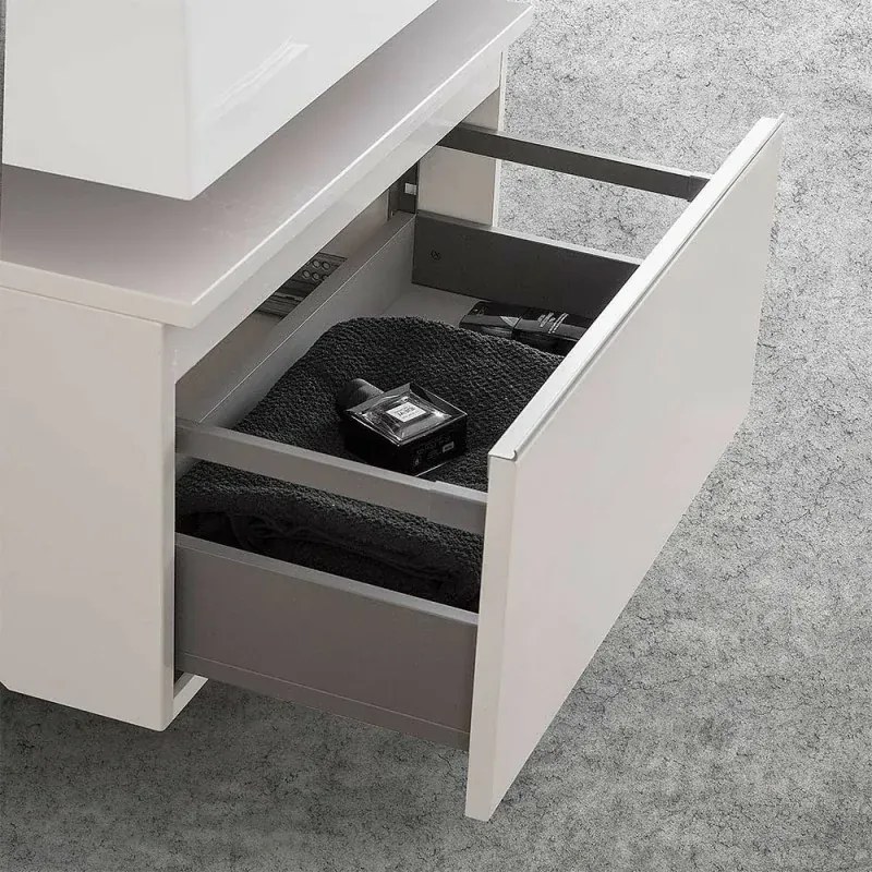 Mobile bagno sospeso 60 cm grigio perla lavabo 120 destro e specchio LED Iside