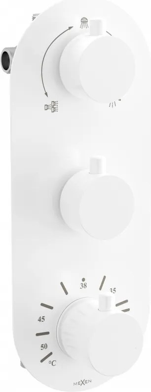 Mexen Kai miscelatore termostatico per vasca-doccia a 3 uscite, bianco - 77603-20
