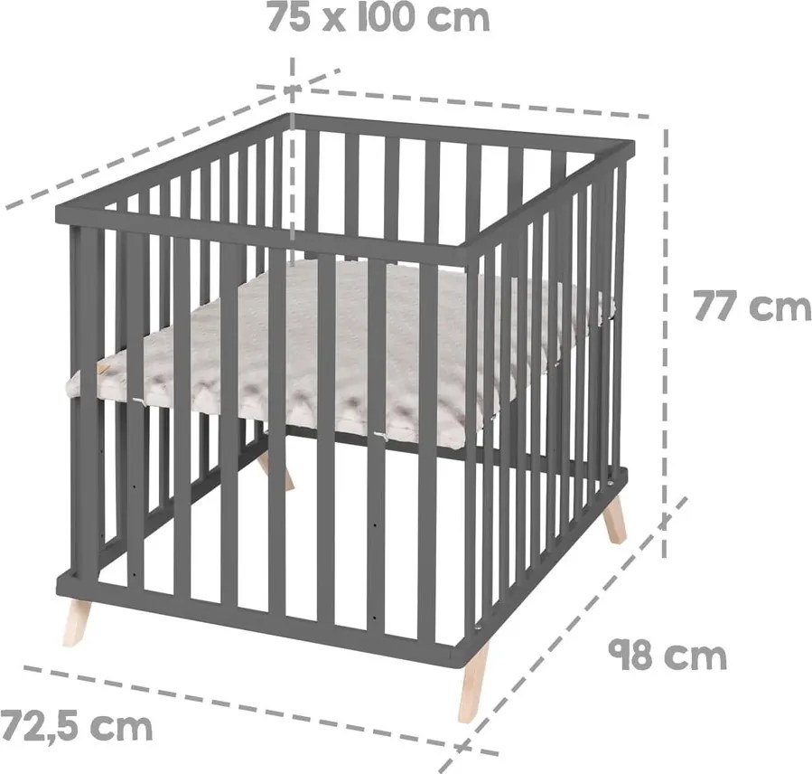 Box in legno di faggio grigio scuro 75x100 cm Lil Planet - Roba