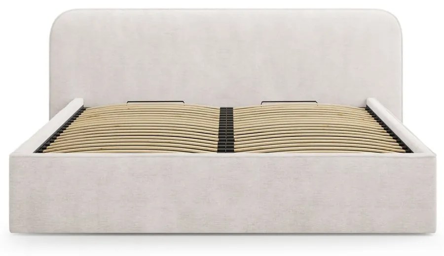 Letto matrimoniale imbottito bianco con contenitore e rete inclusi 140x200 cm Elizabeth – Micadoni