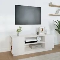 Mobile Porta TV Bianco 110x35x40,5 cm in Legno Massello di Pino cod mxl 26128