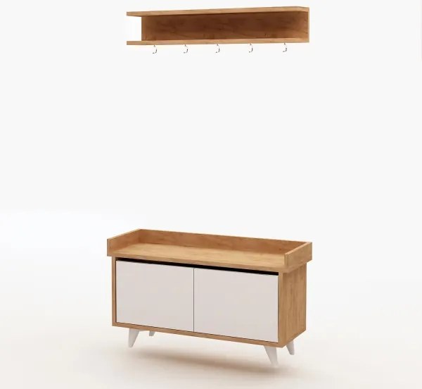 Appendiabiti ARASSO 18,8x80 cm + scarpiera 60x90 bianco/marrone