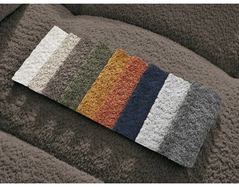 Divano angolare marrone allungabile/con contenitore (con penisola a destra/con chaise lounge) con rivestimento in bouclé Roxelane – Bobochic Paris