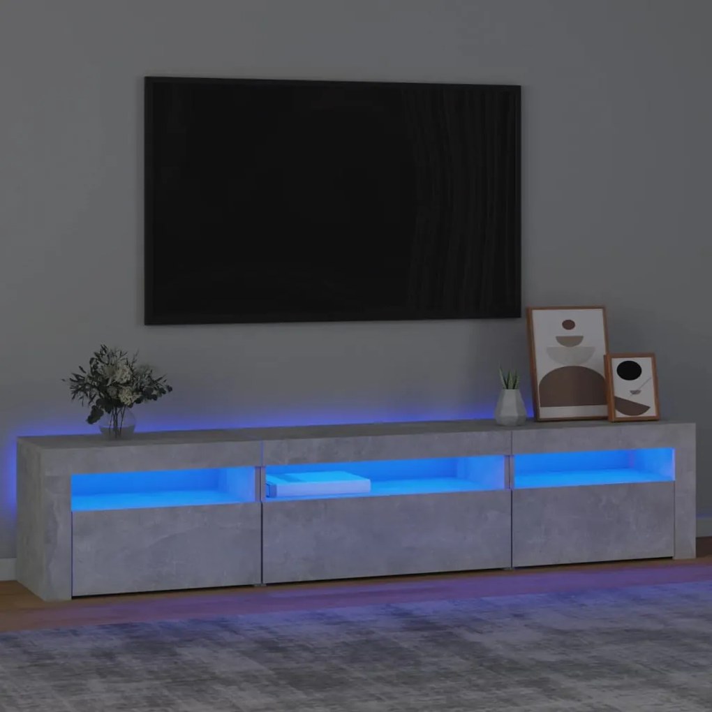 Mobile Porta Tv Con Luci Led Grigio Cemento 195x35x40 Cm /