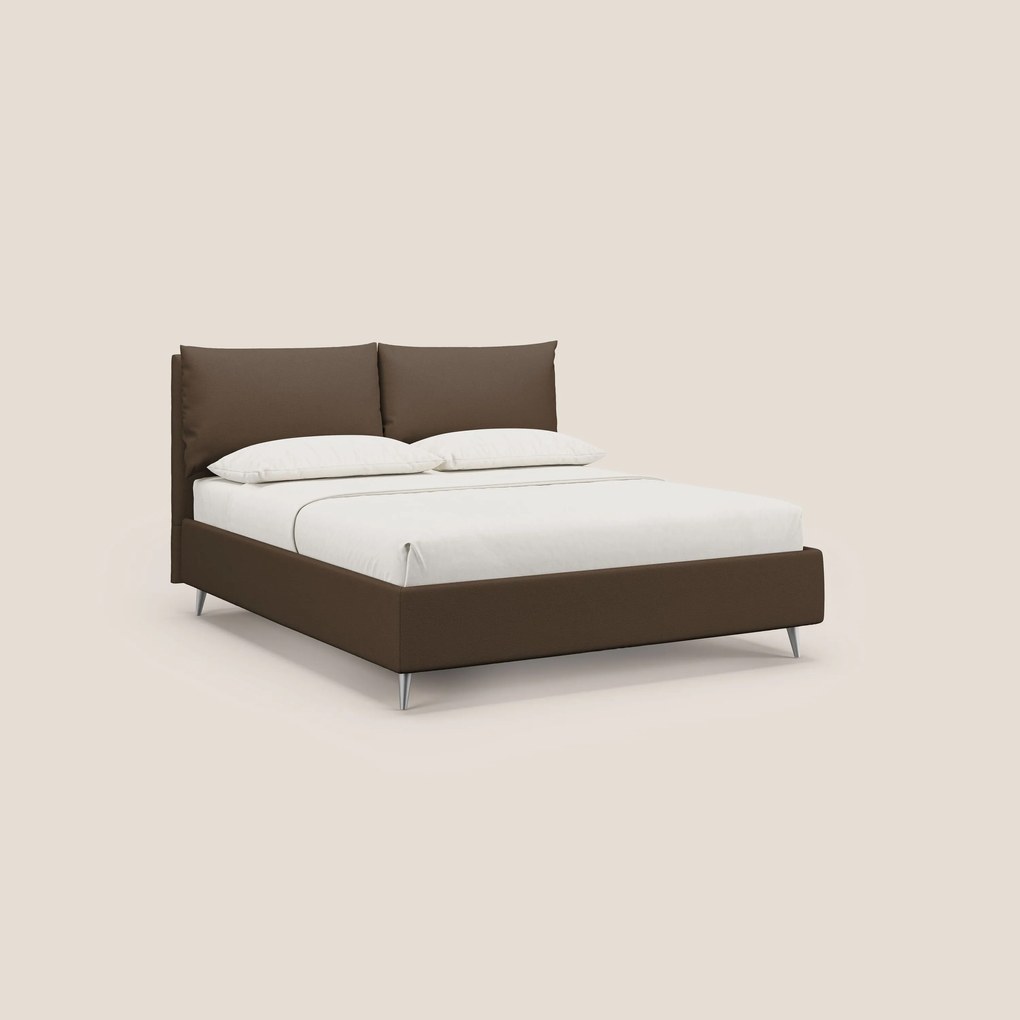 Elsa letto imbottito con vano contenitore in tessuto smacchiabile T05 marrone