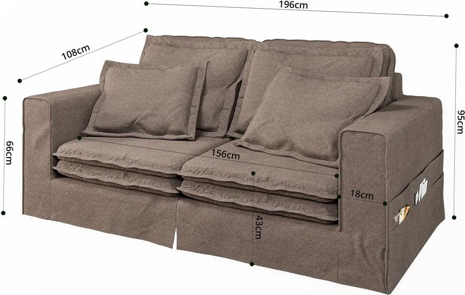 Divano marrone 196 cm Nora – Ropez