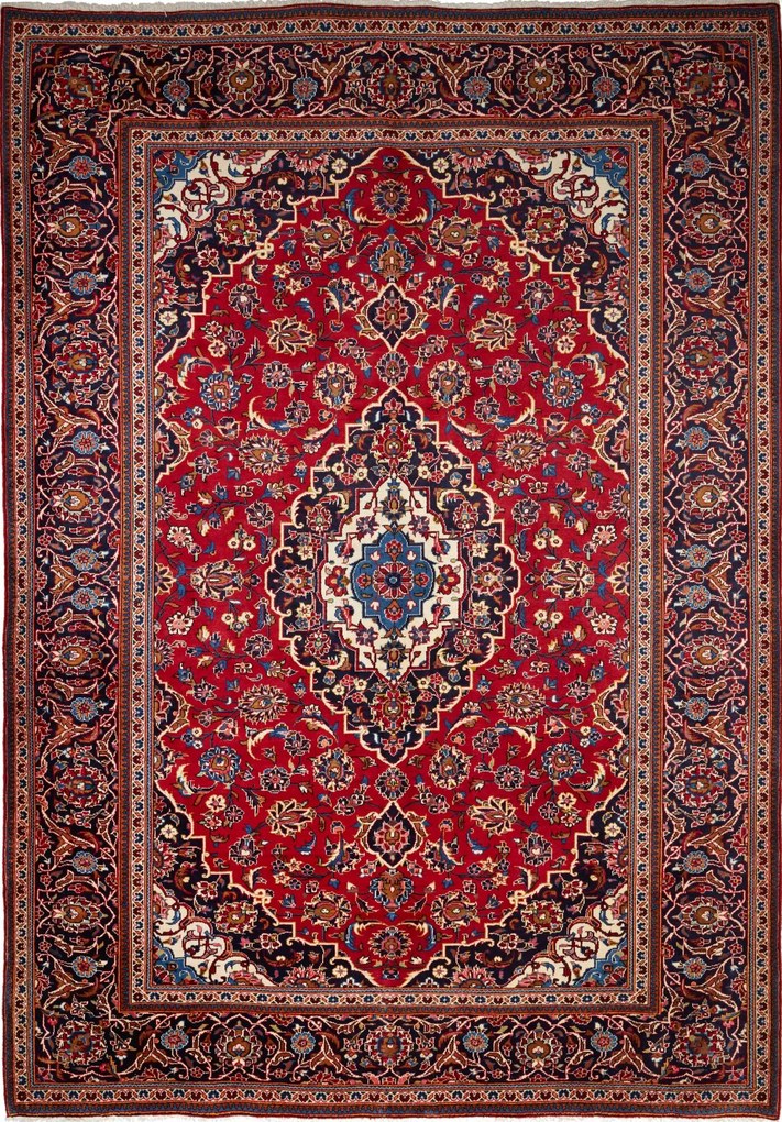 Kashan Tappeto 240 x 340 Rosso (Iran) Annodato A Mano