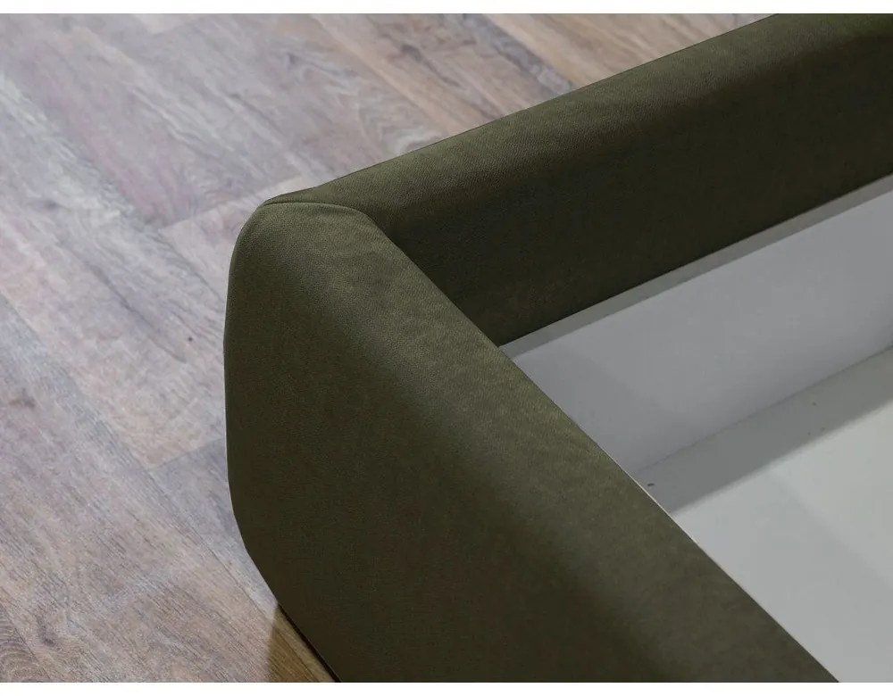 Letto matrimoniale imbottito verde scuro con contenitore con griglia 160x200 cm Jade - Bobochic Paris