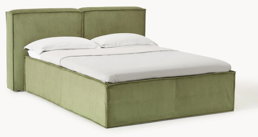 Letto boxspring in velluto a coste Lennon