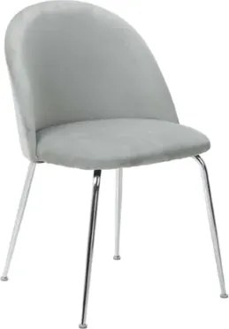 Sedia da pranzo in velluto Grigio Chiaro con gambe in metallo Cromo - PARIS 2 sedie