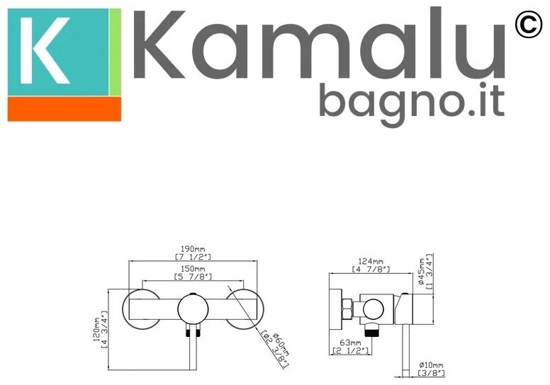 Kamalu - Miscelatore doccia con doccetta finitura lucida in acciaio inox | KAM-ARTE CROMO