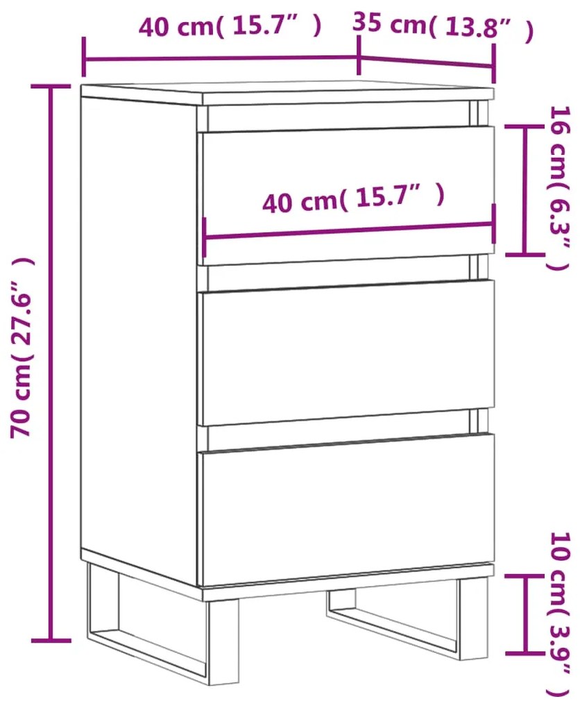 Credenza Rovere Marrone 40x35x70 cm in Legno Multistrato