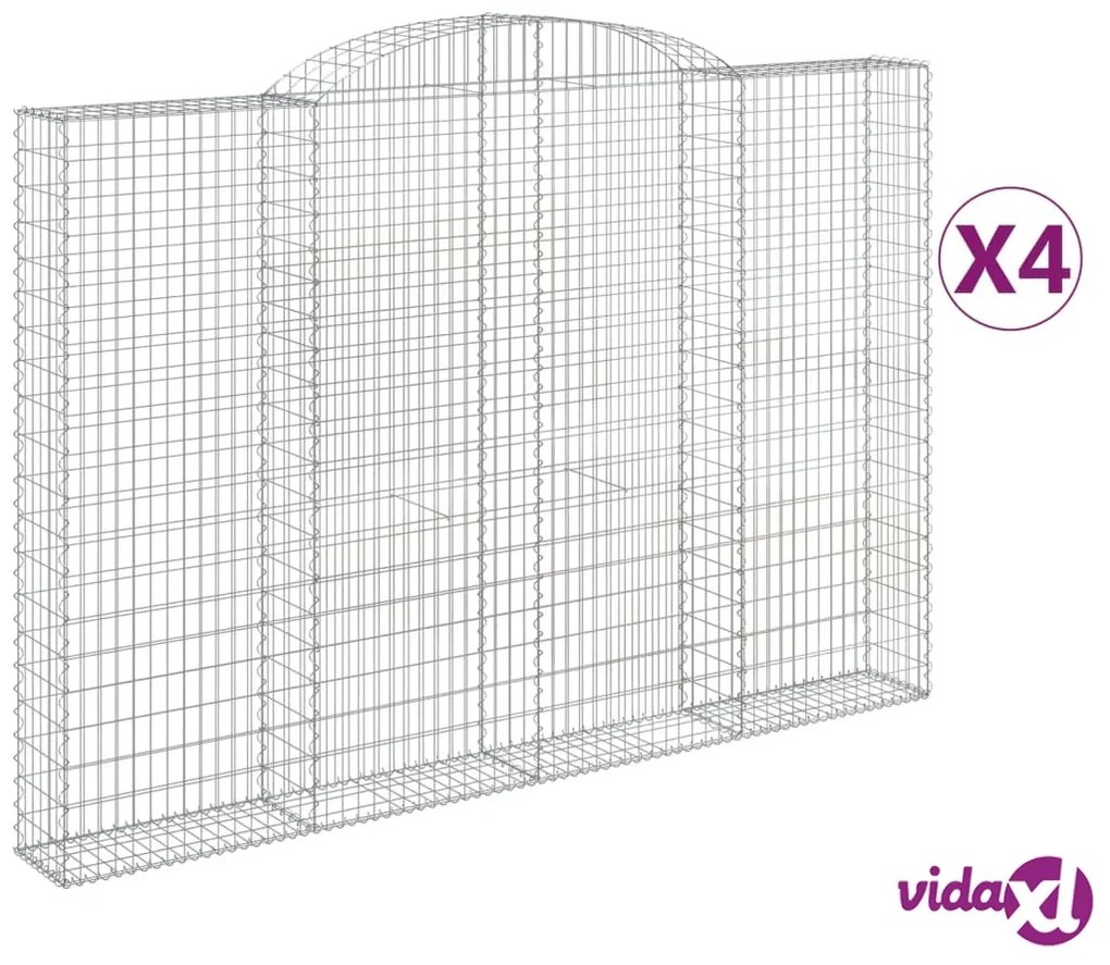 vidaXL Cesti Gabbioni ad Arco 4 pz 300x30x200/220 cm Ferro Zincato