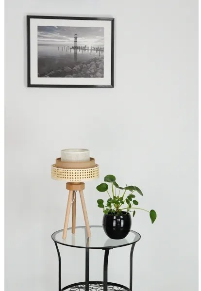 Brilagi - Lampada da tavolo CEDAR LUNETA 1xE27/15W/230V rattan/marrone/crema