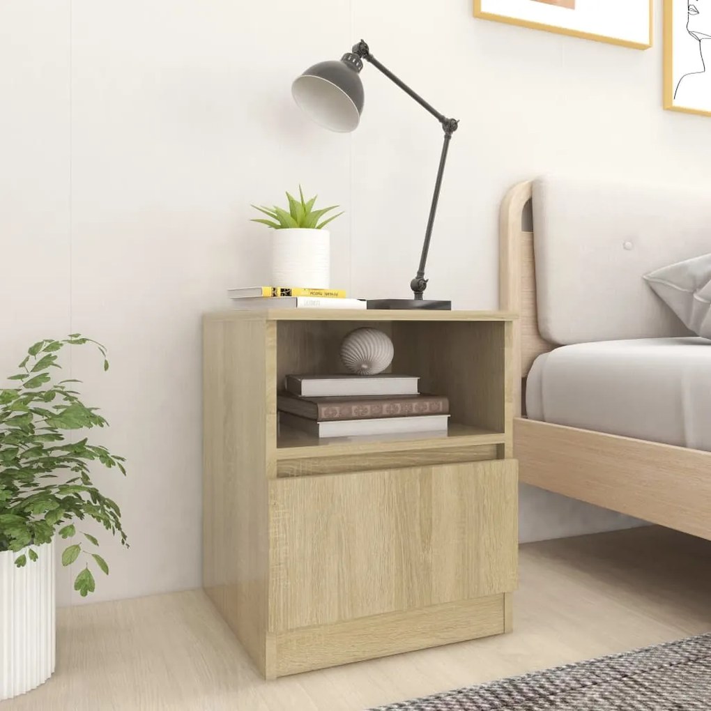 Comodini 2 Pz Rovere Sonoma 40x40x50 Cm İn Legno Multistrato /