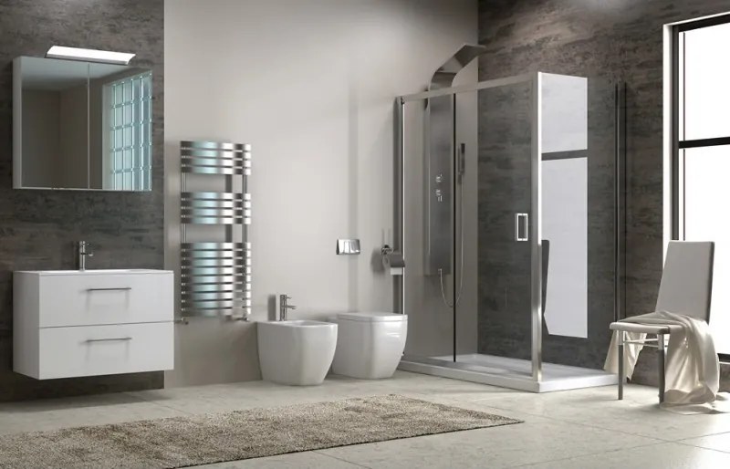 Kamalu - Cabina doccia 130x70 cm fisso 70cm vetro trasparente altezza 180cm | K410NS