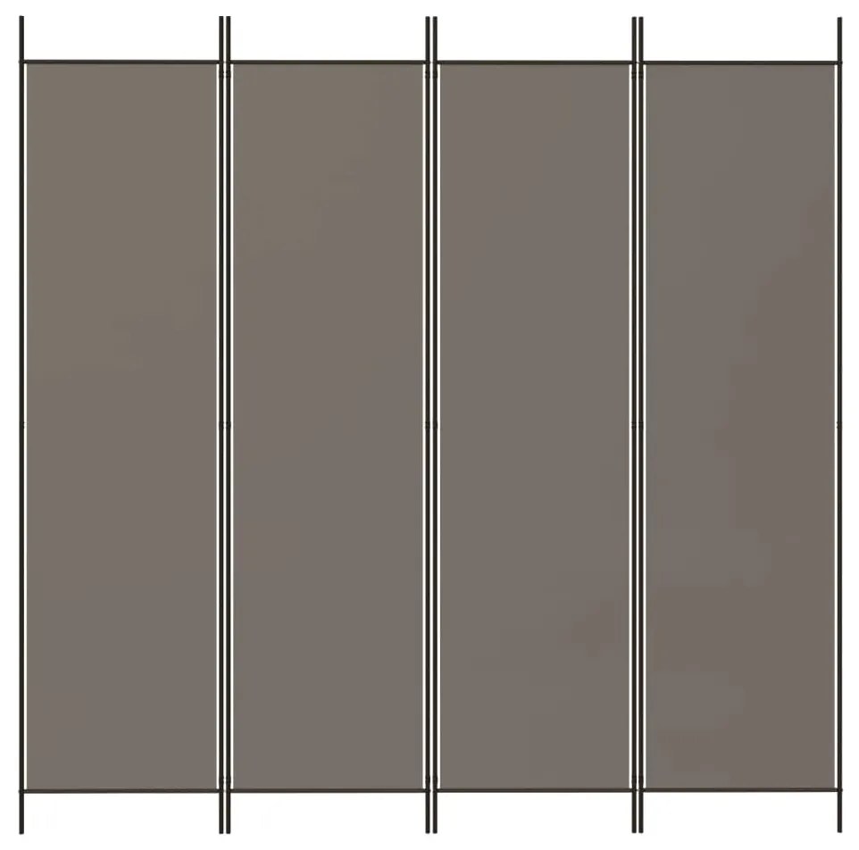 Divisorio a 4 pannelli antracite 200x200 cm tessuto