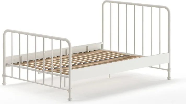 Letto singolo bianco in metallo con rete 140x200 cm BRONXX - Vipack
