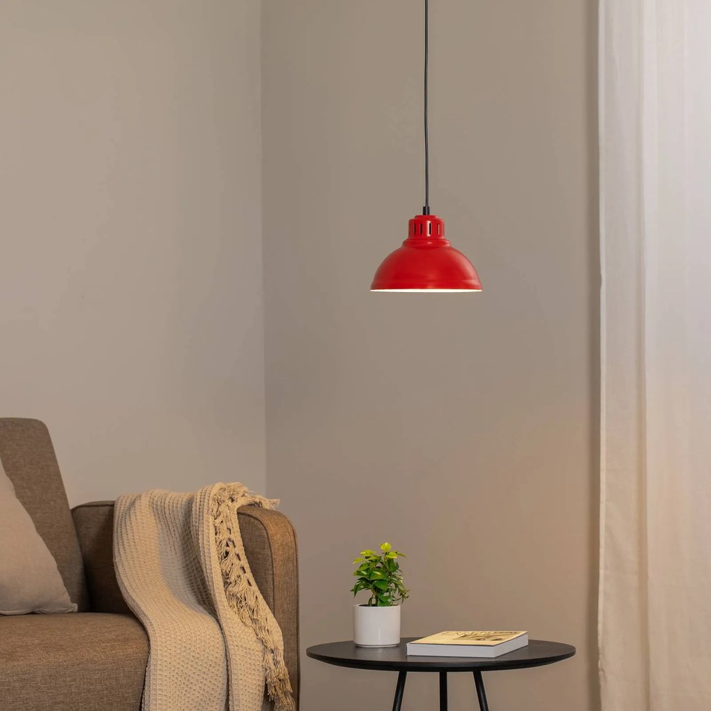 Luminex Lampada a sospensione Sven, a 1 luce, rosso, acciaio, E27