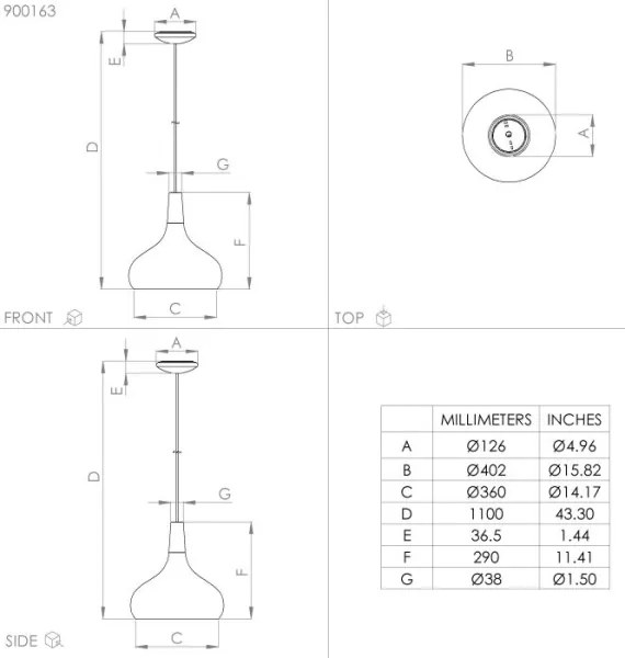 Eglo 900163 - Lampadario a sospensione con filo SABINAR 1xE27/40W/230V diametro 40 cm