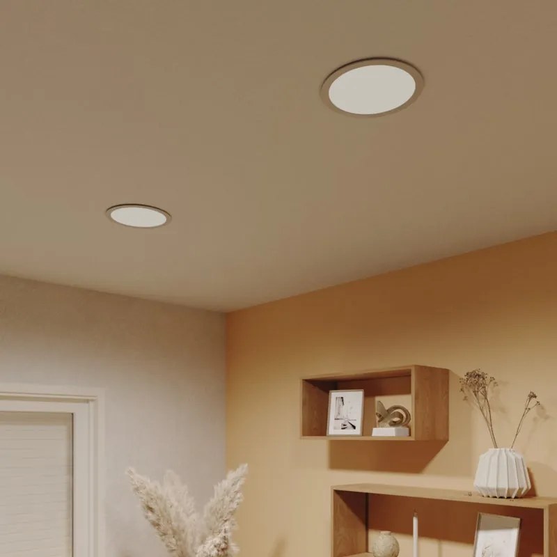 Faretto da incasso con sorgente luminosa LED integrato Extraflat Enki tondo bianco, foro incasso 22,5 cm luce rgbcct regolazione da bianco caldo a bianco freddo