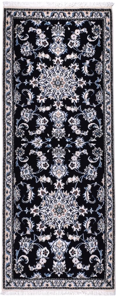Nain Tappeto 80 x 200 Blu (Iran) Annodato A Mano