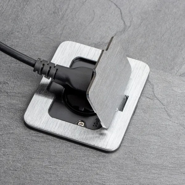 Brilagi - Presa a pavimento da incasso per esterni IP55 cromato opaco rettangolare