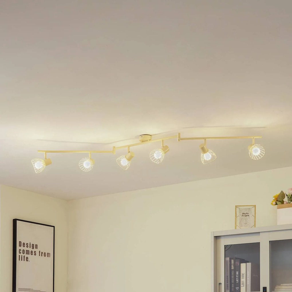 Plafoniera soffitto Piena Lindby, dimmerabile, Crema / Ambra, Soggiorno / Sala da pranzo, Metallo, Moderno, Plafoniera