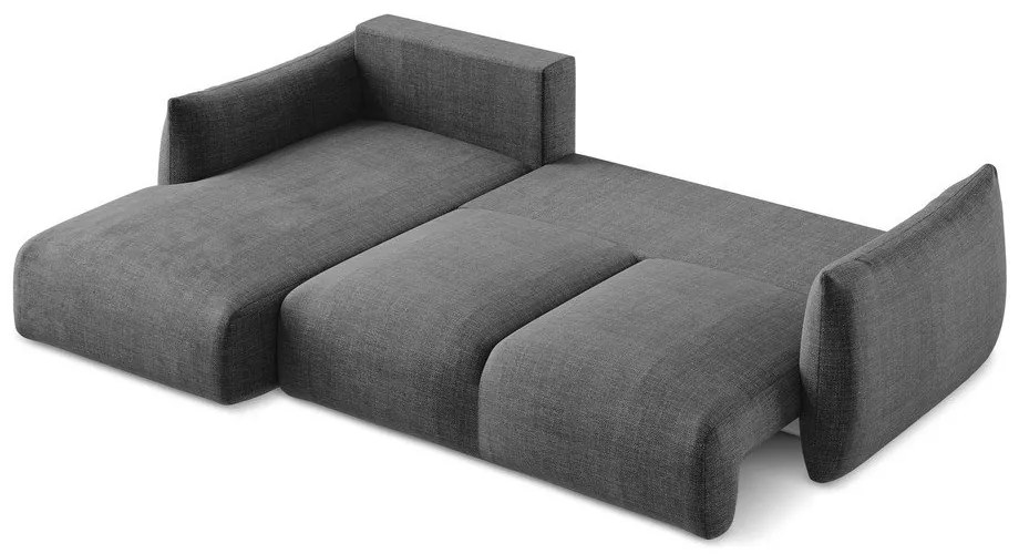 Divano angolare grigio scuro allungabile (con penisola a sinistra/con chaise lounge) Leila – Makamii