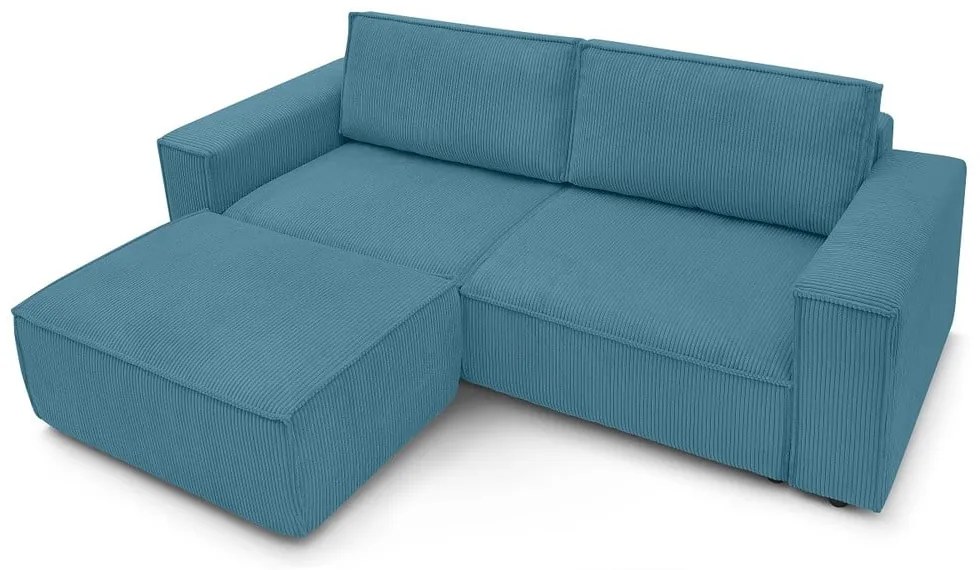 Divano turchese allungabile con rivestimento in velluto a coste 245 cm Nihad – Bobochic Paris