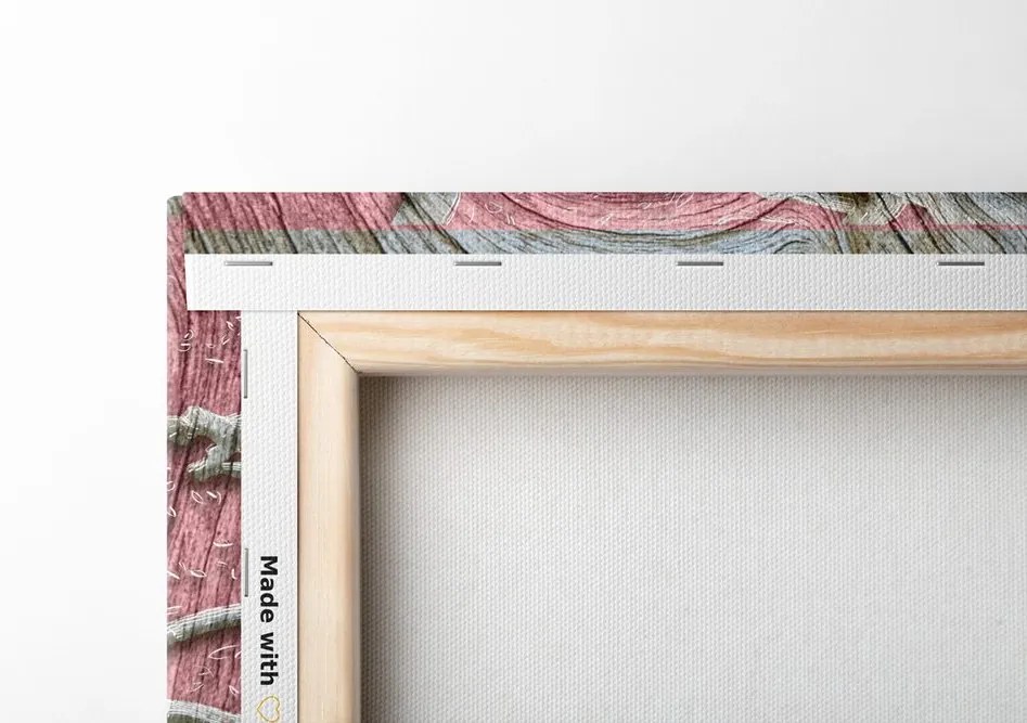 Quadro su tela – Albero astratto su legno con contrasto rosa