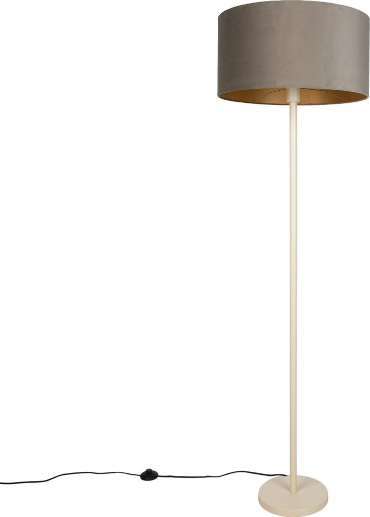Lampada da terra Japandi beige con paralume color tortora e interno dorato 50 cm - Simplo