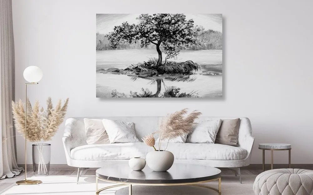 Quadro su tela – Ciliegio orientale in bianco e nero