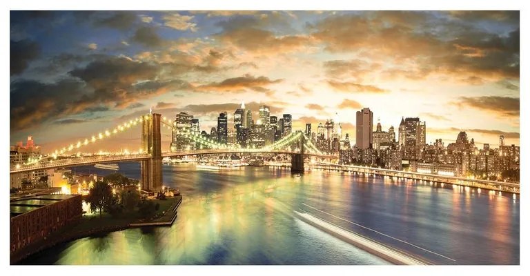 Stampa su tela Brooklyn Sunset-1, multicolore 140 x 70 cm