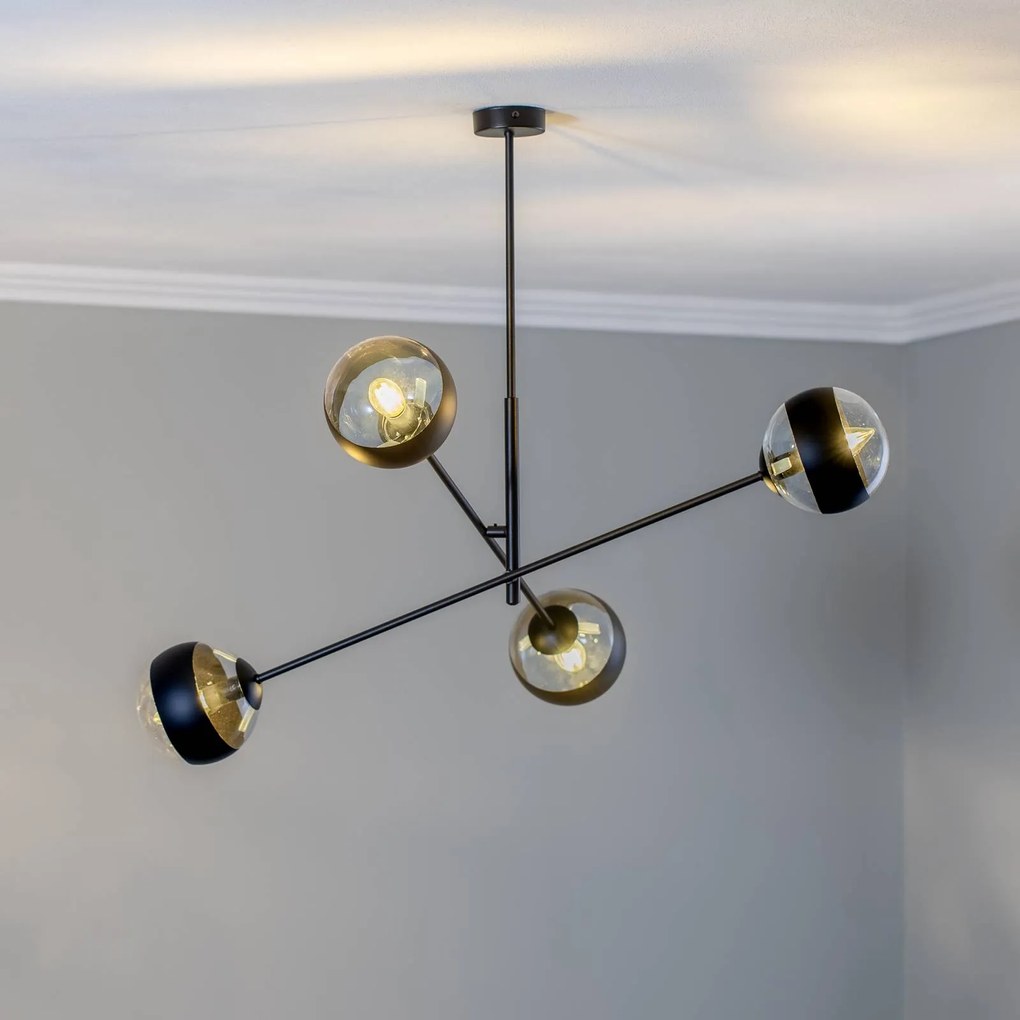 EMIBIG LIGHTING Plafoniere lineari, nero/trasparente, 4 luci