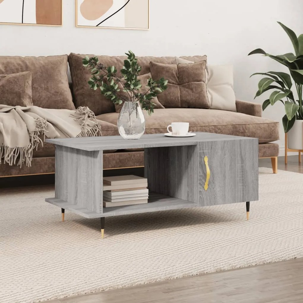 Tavolino Da Salotto Grigio Sonoma 90x50x40 Cm Legno Multistrato /