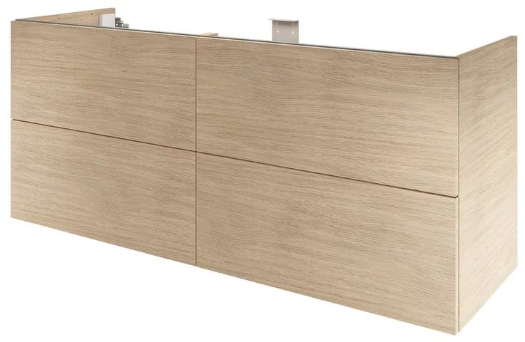 Mobile da bagno sospeso sotto lavabo L 150 x H 64 x P 48 cm rovere naturale, 2 cassetti 1 anta con cassetto Neo, Maniglie acquistabili separatamente