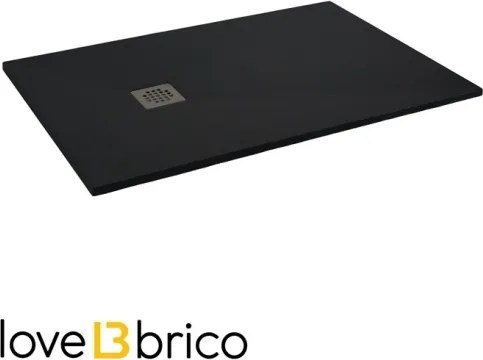 Piatto doccia in mineralmarmo 70x120 cm antracite effetto pietra con griglia e piletta sifonata