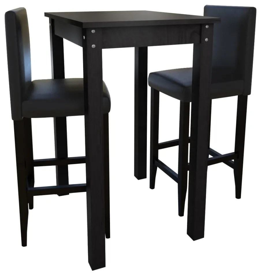 Set Tavolino Da Bar Con 2 Sgabelli Neri /