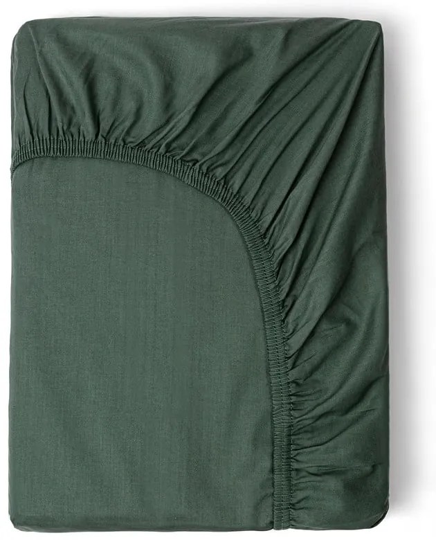 Lenzuolo di cotone sateen elasticizzato verde scuro, 140 x 200 cm - HIP