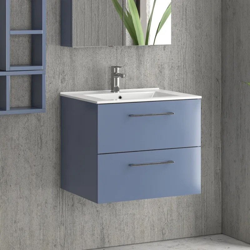 Mobiletto lavabo 60 cm con due 2 cassetti lavabo incasso EL-60L - KAMALU