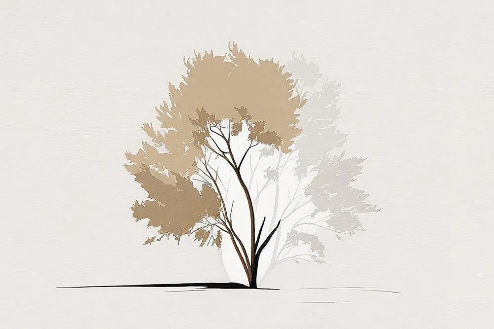 Quadro su tela – Albero minimalista con foglie