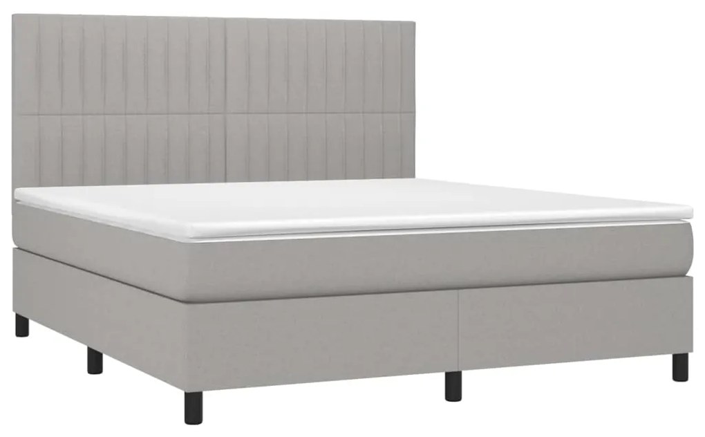 Letto a molle materasso e led grigio chiaro 180x200 cm tessuto