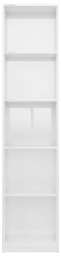 Libreria 5 Ripiani Bianco Lucido 40x24x175 cm Legno Multistrato