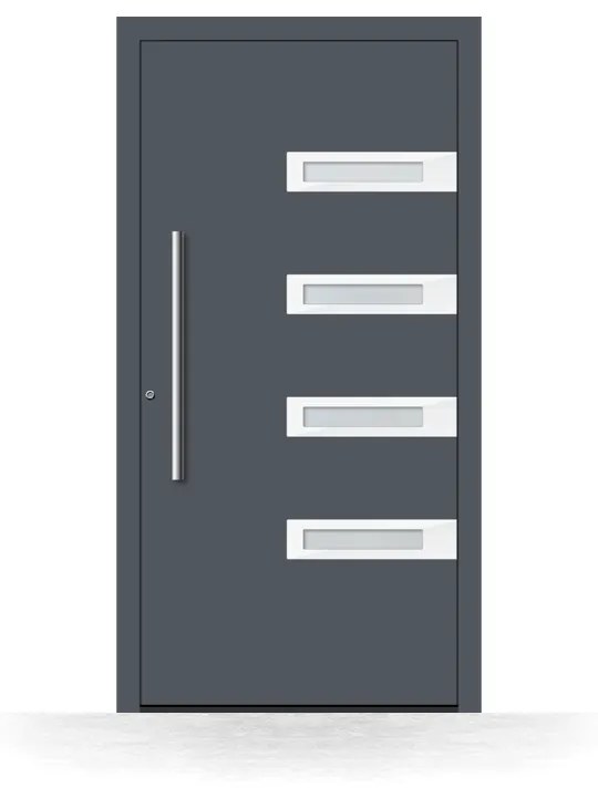 Portoncini in alluminio, grigio antracite RAL 7016, 800 x 1700 mm, isolamento termico, Schüco, modello Brescia, configura individualmente