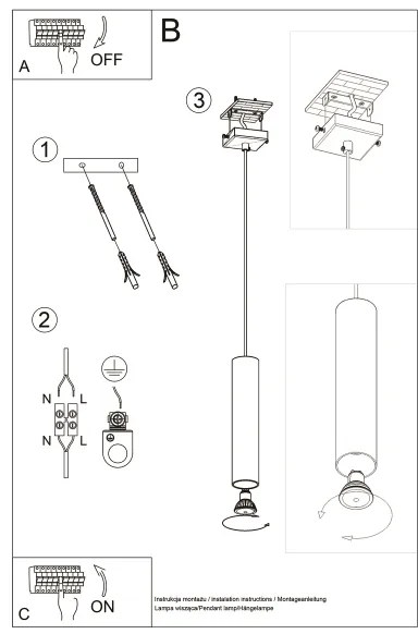 Sollux SL.1200 - Lampadario a sospensione con filo LAGOS 1xGU10/10W/230V oro
