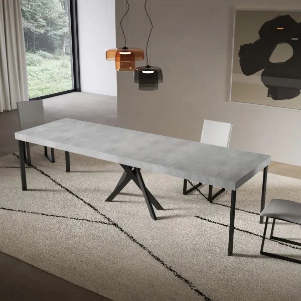 Consolle allungabile Libo Premium - Cemento gambe antracite 90x40/300 cm